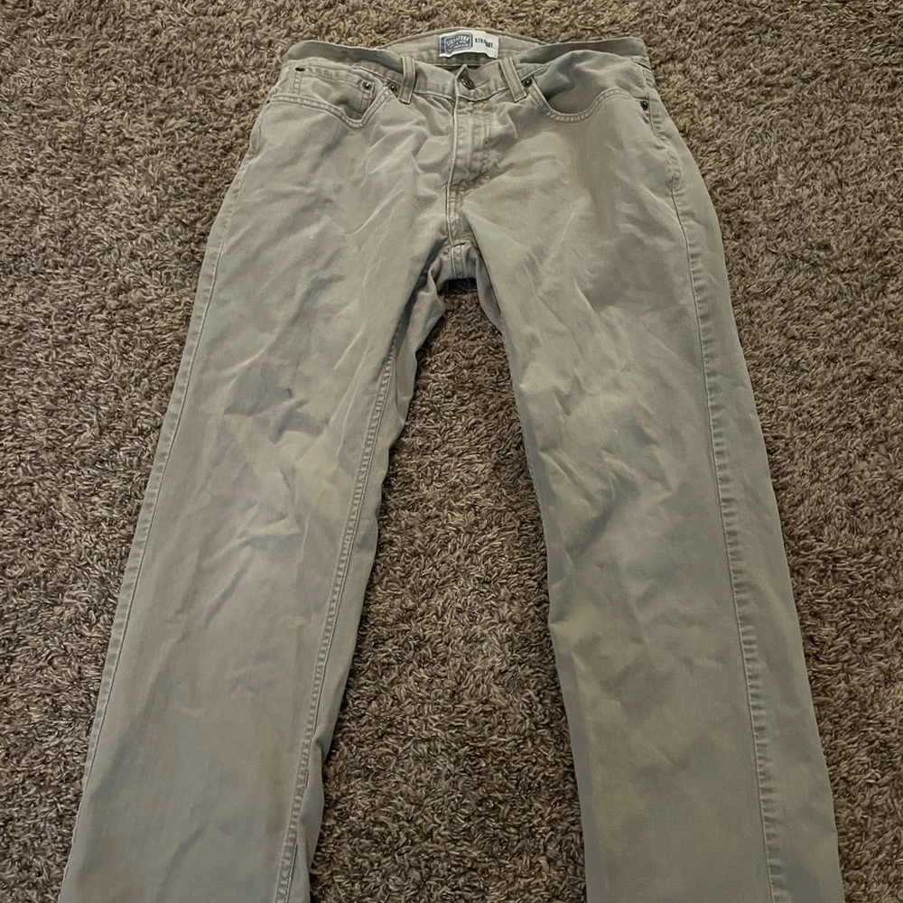 Levi Strauss Signature Jeans Mens 32Wx32L Regular Fit Straight Leg Tan Denim